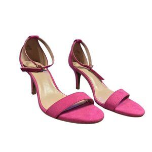 Bandolino Womens Pink Open Toe Ankle Strap Suede Heels Size 6.5M $89